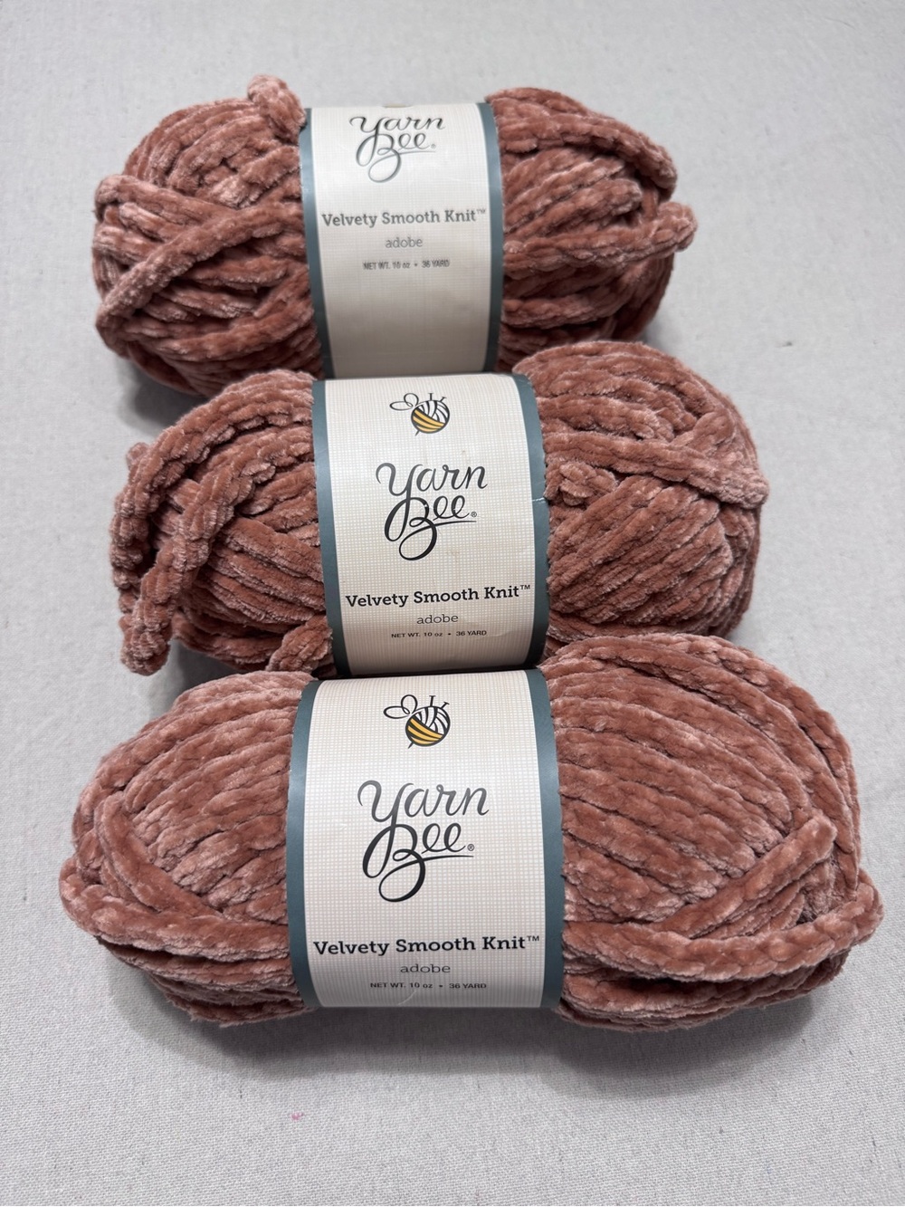 Lot of 3 Yarn Bee Velvety Smooth Knit - New